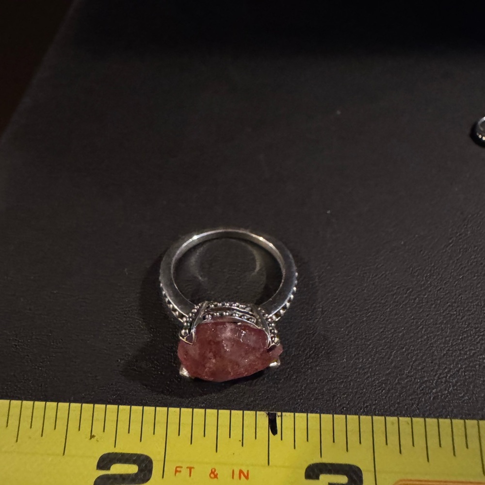 Stephen Dweck Reticulated Rose Quartz Earrings and Ring Set - Picture 6 of 8